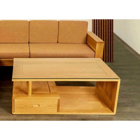 Casa 07 : Bàn Sofa Gỗ Sồi + Mặt Kính Cường Lực